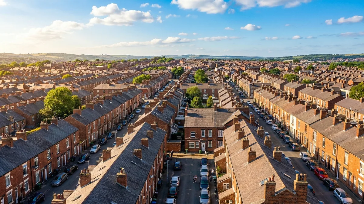 Aerial view of UK residential properties